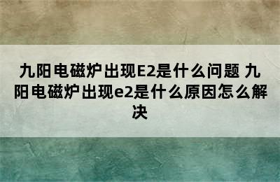 九阳电磁炉出现E2是什么问题 九阳电磁炉出现e2是什么原因怎么解决